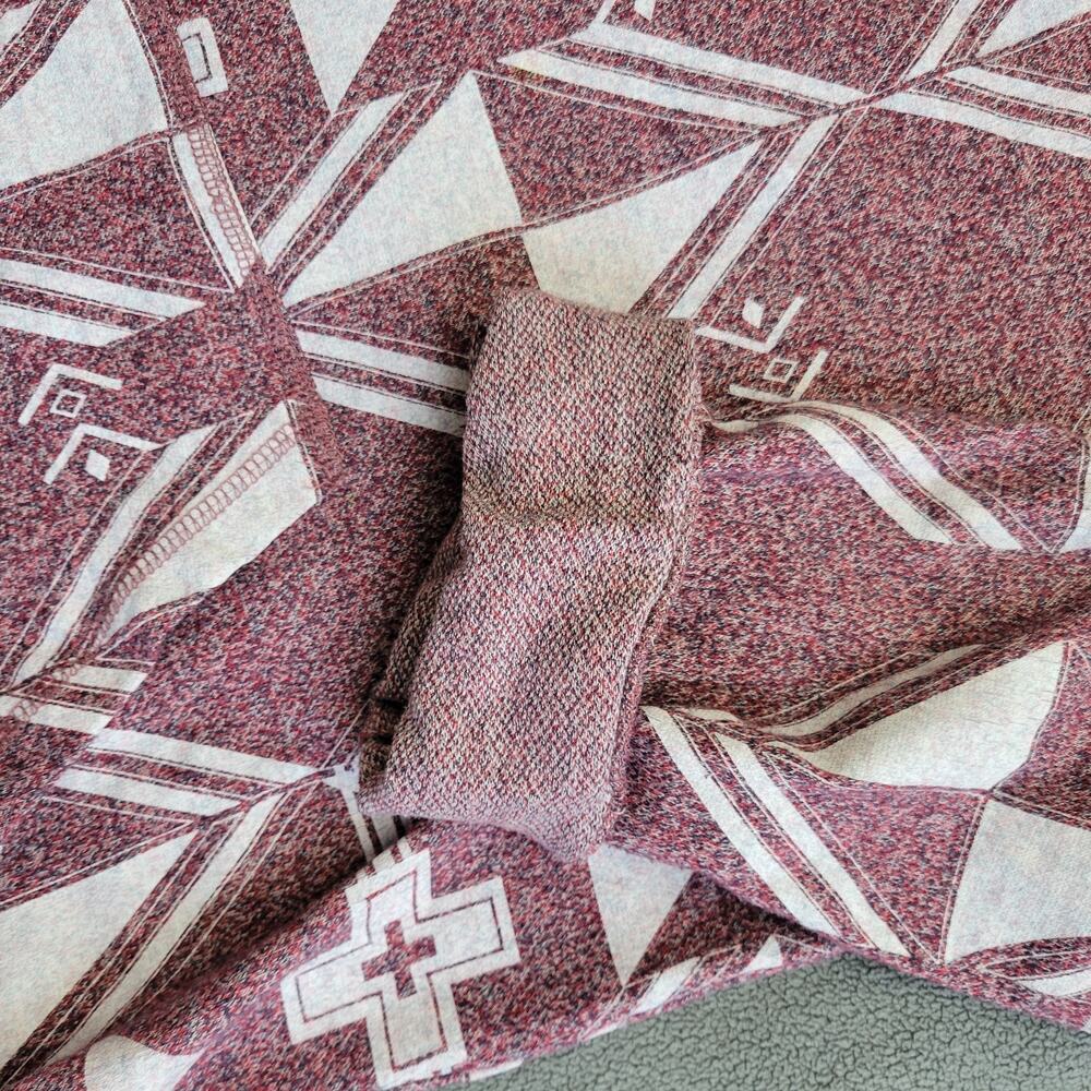 ON THE BYAS Hoodie Mens XL Red Aztec Pattern Skater Punk Beach Chill Cotton - Picture 14 of 16